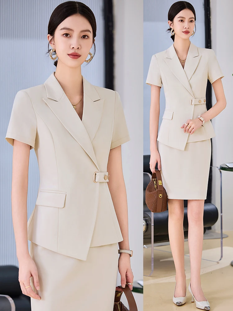 

Summer Thin Short Sleeve Suit Set for Women Professional Beauty Salon Work Uniform Elegant Lady Style High End Health Care Ce...