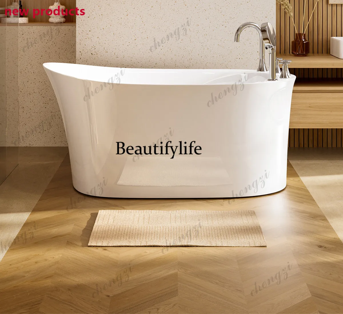 a68Acrylic small apartment with independent bathtub, sitting deep soaking bathroom, bathtub, movable