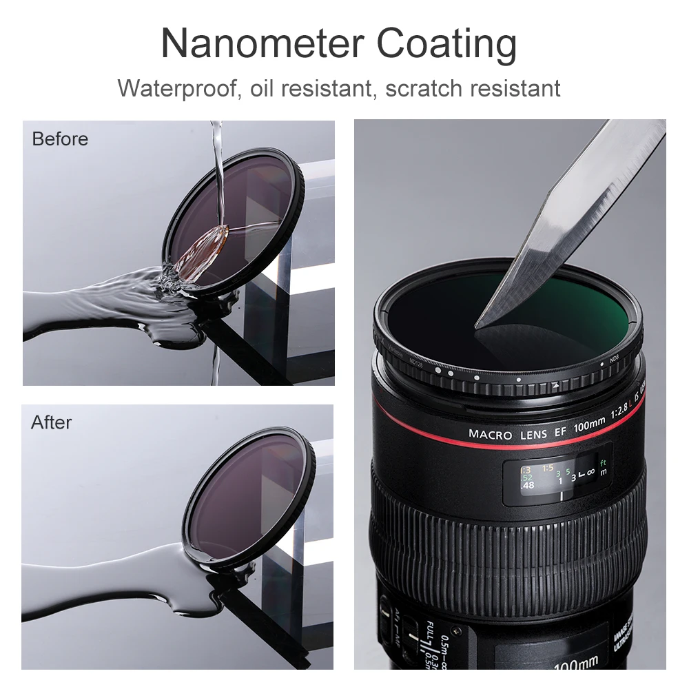 K & F Concept ตัวแปร ND8-ND128 No X Cross HD ตัวกรองความหนาแน่น Neutral กันน้ำ37/43/49/52/62/ 67/72/77/82/86Mm 5Pcs
