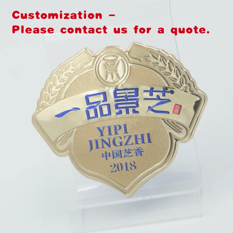custom.Custom Vintage Decor Red Wine Perfume Bottle Stickers Embossed Aluminum Label Metal Plate Perfume