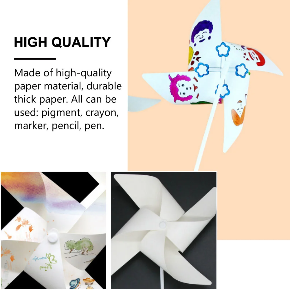 Rainbow Pinwheelss Paper Kids Rainbow Pinwheels Windmill Craft Toys Crafts Blank Painting White Graffiti Toy Bulk Garden