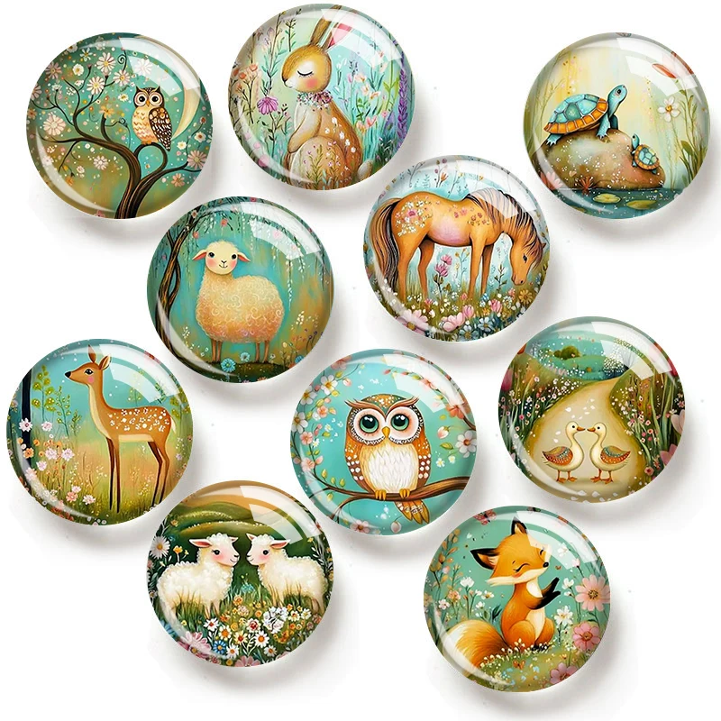 

Florals Animals 12/18/20/25mm glass cabochon bracelet pendant rings for jewelry demo earrings back Making findings