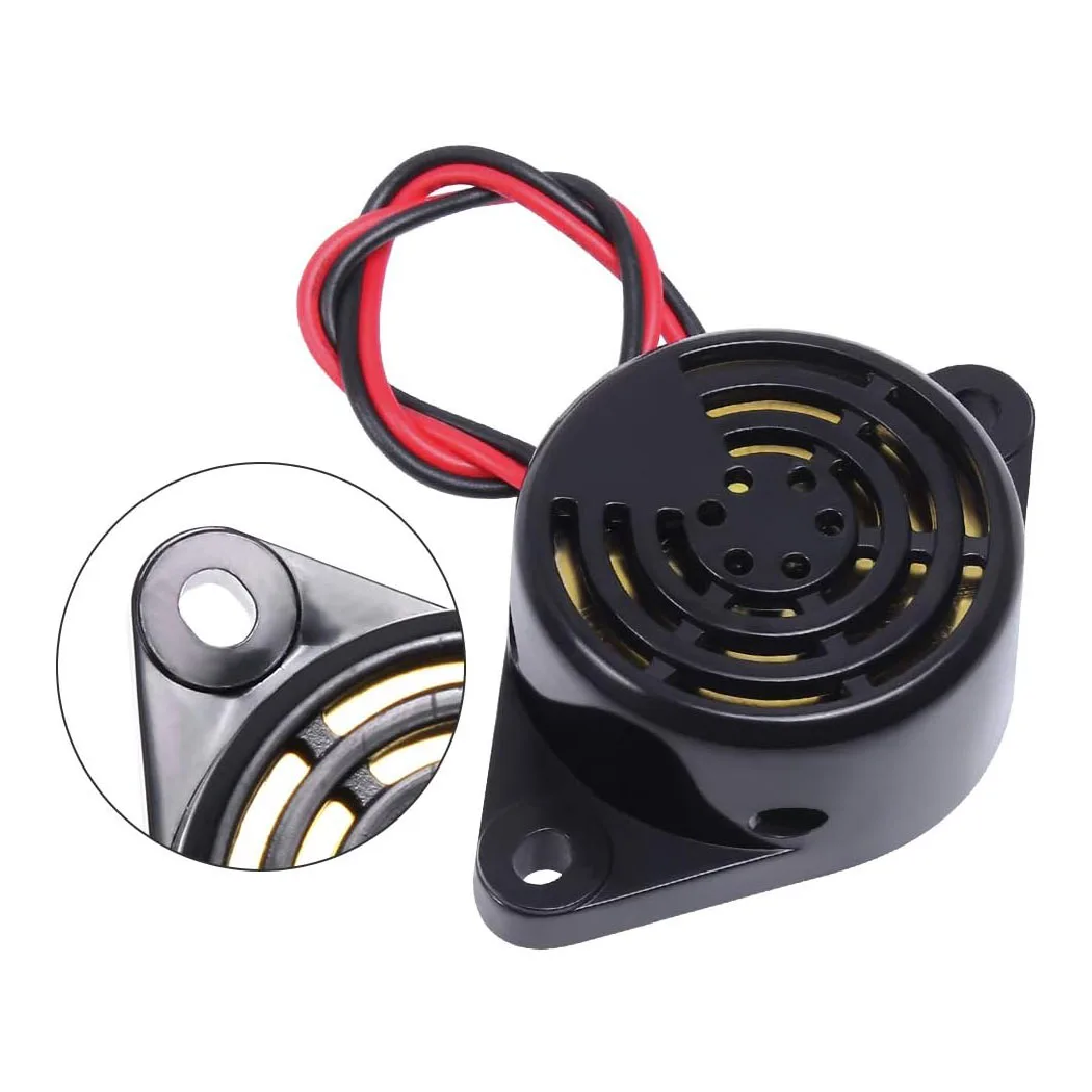 1PCS DC 3-24V 90dB Active Piezo Electronic Buzzer Beep Tone Alarm Ringer Continous Sound (Black) SFM-27-W