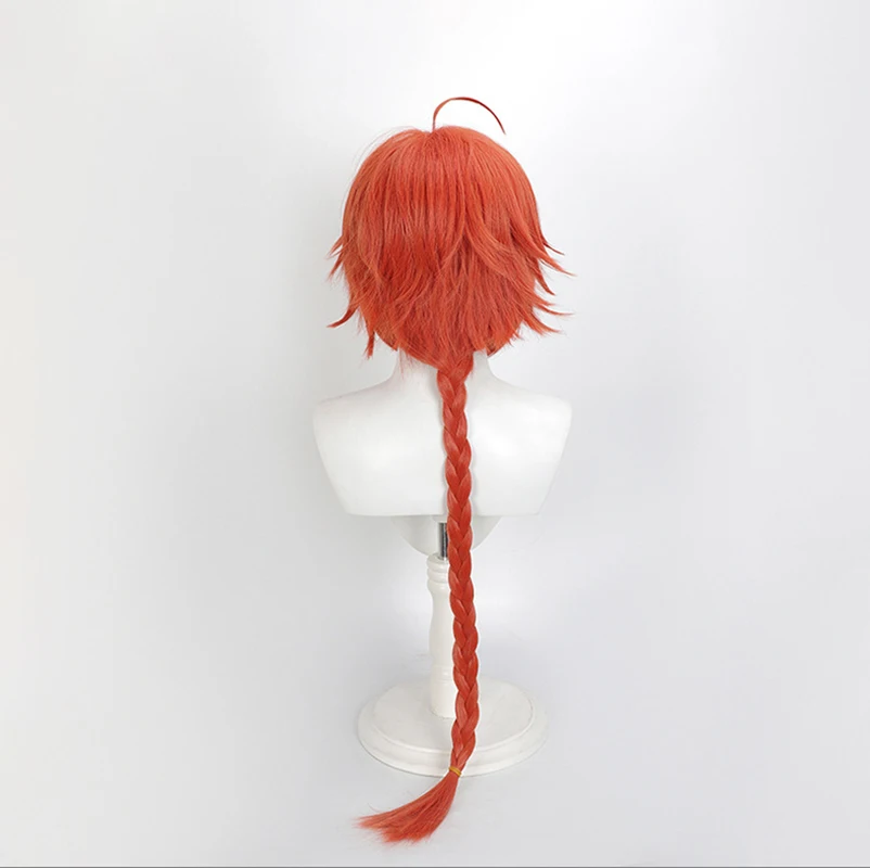 Cosplay Wig Gintama Anime Wig Kamui Long Braided Ponytail Wig Daules Ginger Game Role-Playing Synthetic Wig Middle Part
