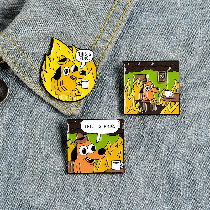 Creative Little Yellow Dog เข็มกลัด Universal โลหะลูกสุนัขกาแฟ Badge อินเทรนด์เสื้อผ้าอเนกประสงค์กระเป๋าอุปกรณ์เสริมเข็มกลัด
