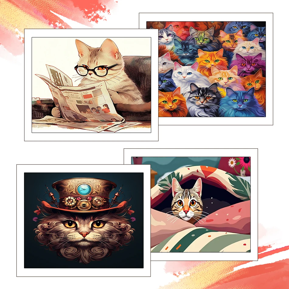 

RUOPOTY Painting By Number Adults New cat Animals 40X50cm Canvas Painting Watercolor Handmade Paint Kit Wall Art Picture Crafts