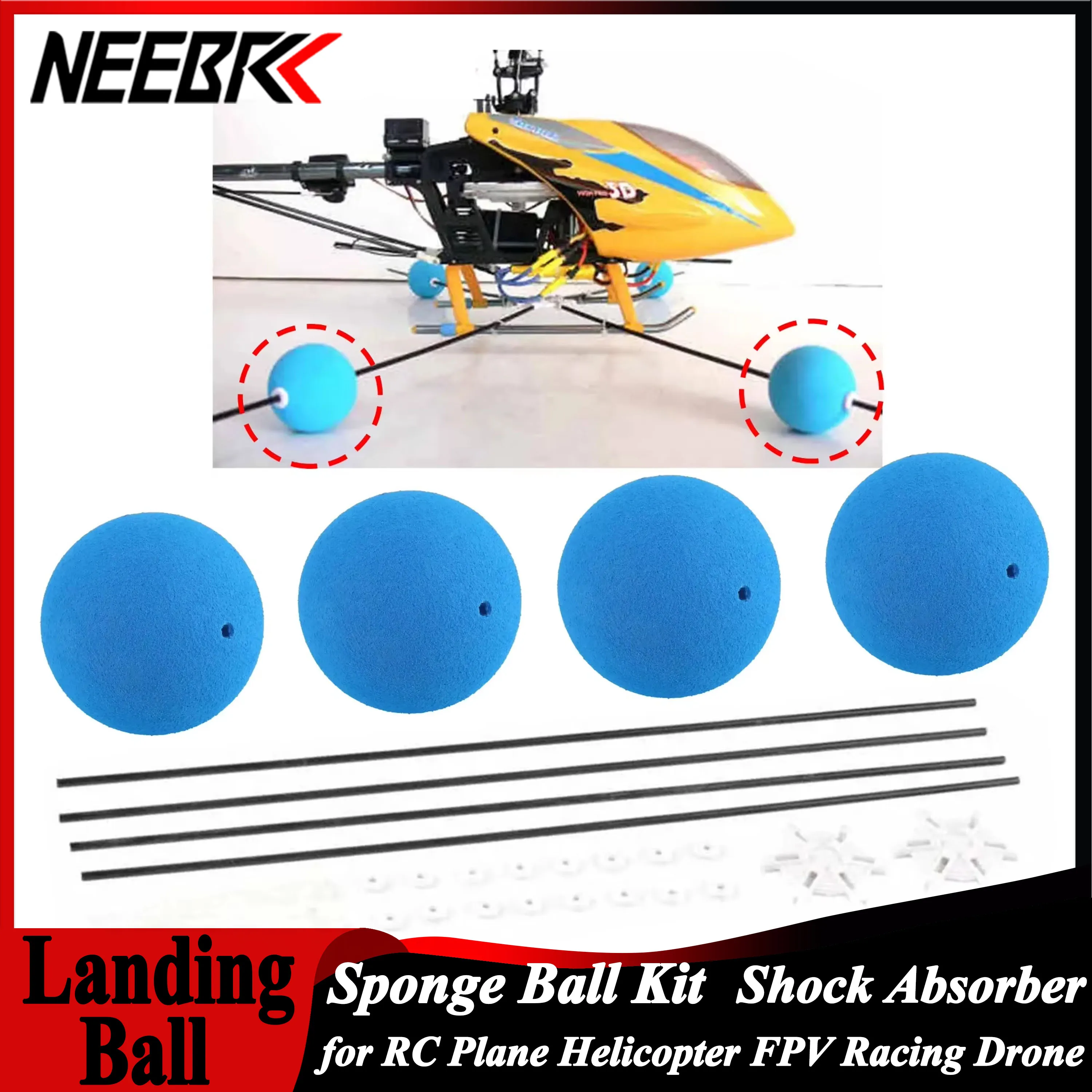 Landing Gear Frame Training Shock Absorber Sponge Ball Kit for RC Plane Helicopter Drone Quadcopter Blade 400 Trex Align 500 450