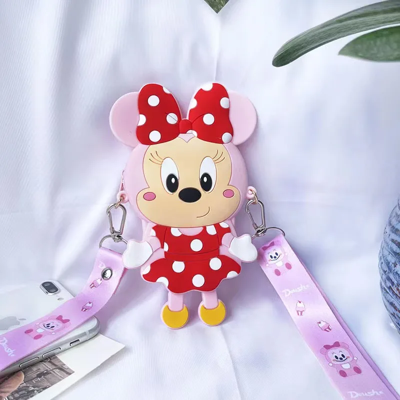 Disney Mickey Mouse torby na ramię silikonowa portmonetka dziewczyny dzieci Minnie Anime torebka do przechowywania torba kurierska Crossbody kobiety prezent