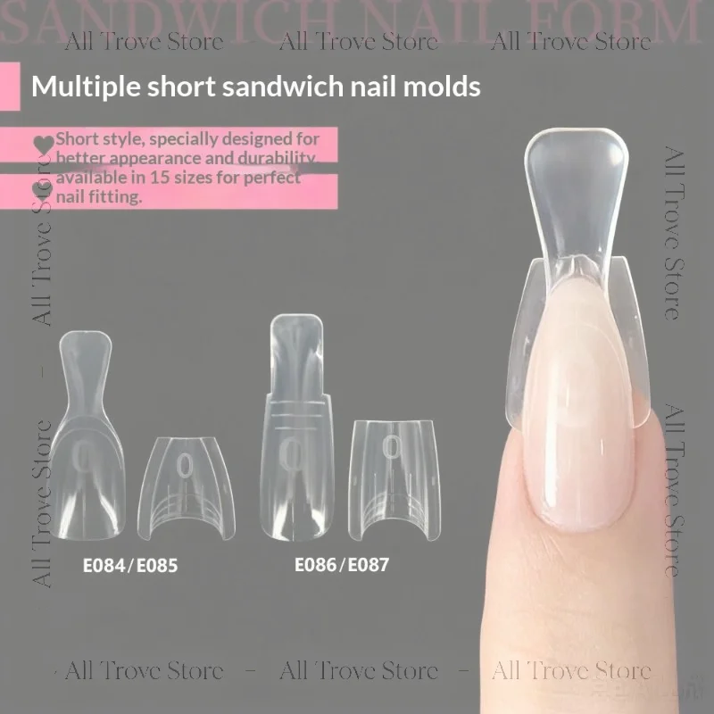 Dual Nail Forms Coffin Extension Molds for Acrylic Gel Manicure 60/240/300 Pcs Suitable for Salon and Home