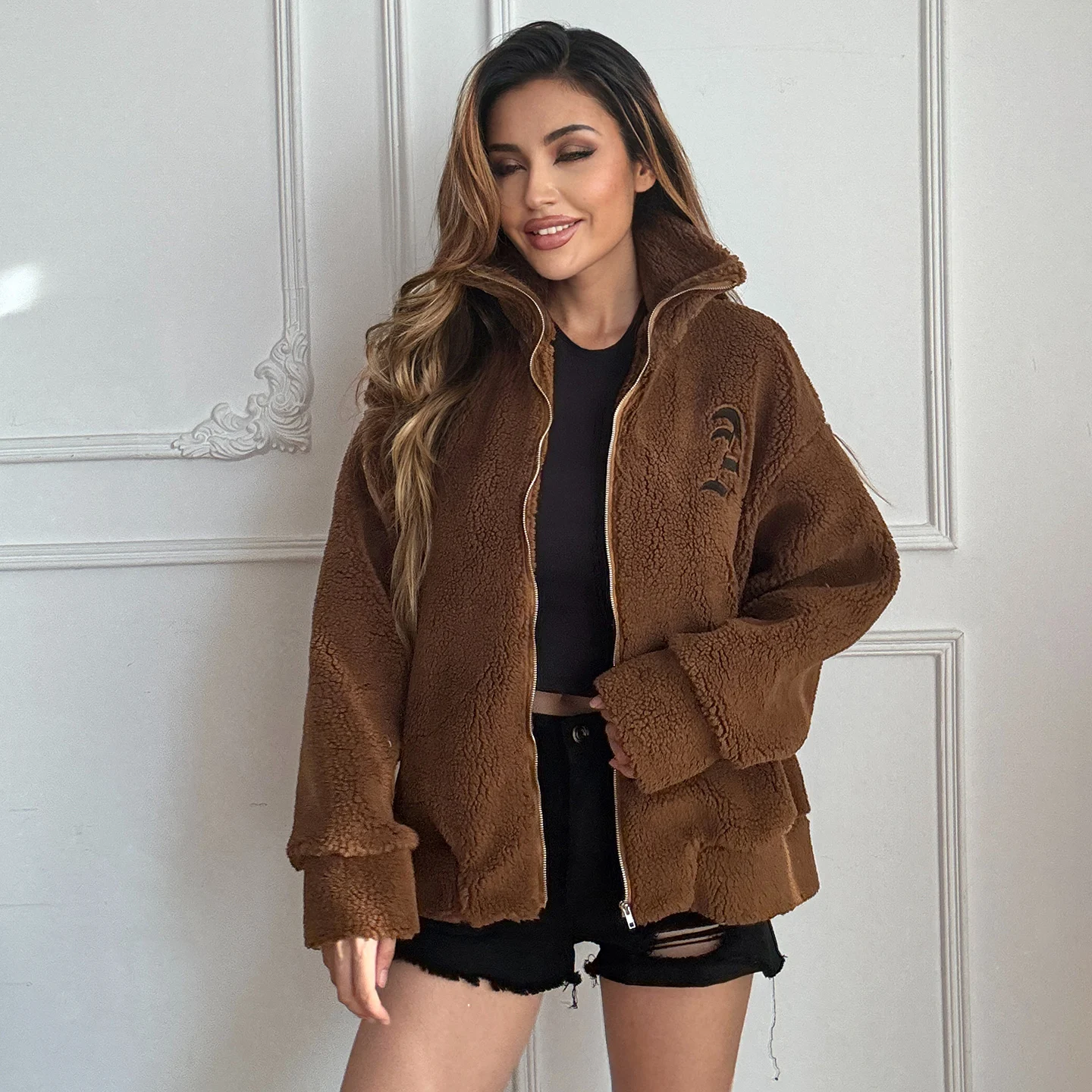 Women Stand Collar Teddy Fleec - огляд і ціна Sherpa Jacket Fleece