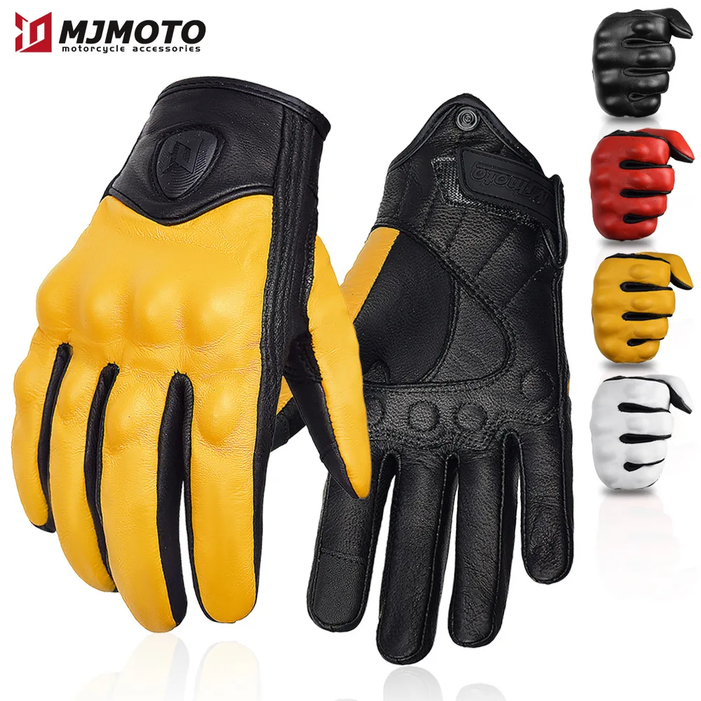 

Motorcycle Leather Gloves Summer Men Motocross Gloves Retro Biker Gloves Off-Road Racing Accessories