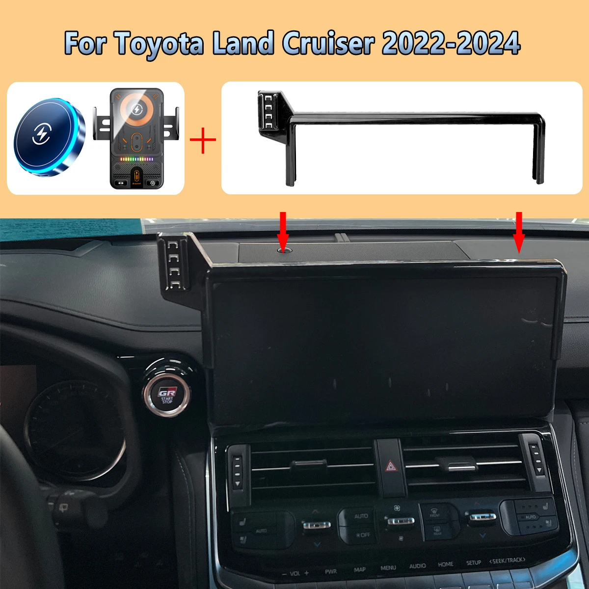 

Car Phone Screen Holder For Toyota Land Cruiser LC300 2022 2023 2024 Magnetic 15W Wireless Charging Car phone For Magsafe Mount