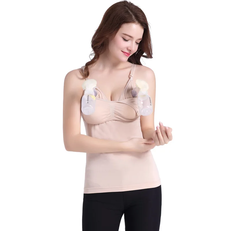 Pregnancy Clothes Pregnant Women Vest Nursing Underwear Hands Free Breast Sucking Bra Breastfeeding Top Maternity Nylon Costumes