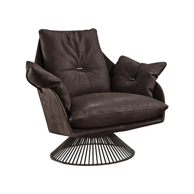 

Chair living room soft bag chair metal rotating model room bedroom lazy recliner