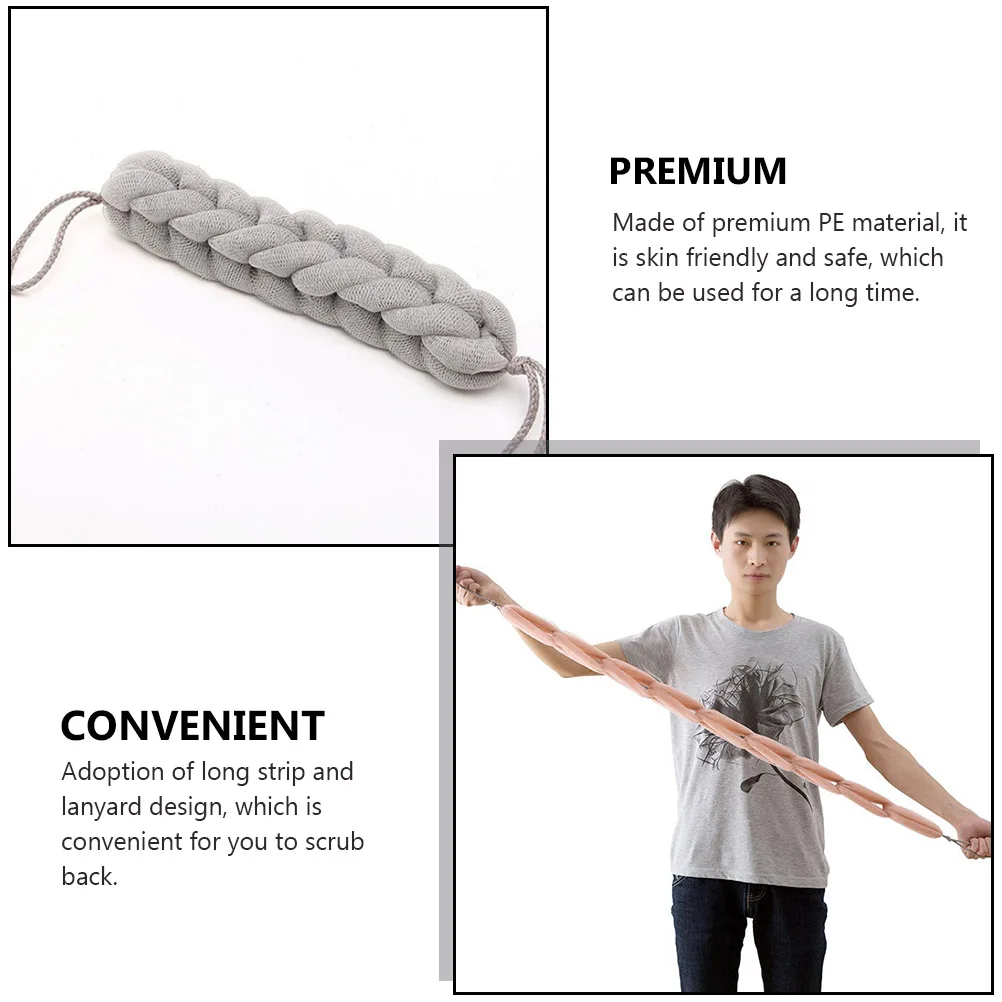 

4pcs Back Scrub Bar Premium PE Bath Towel Long Strip Lanyard Design Skin-Friendly Deep Cleaning Massage Bathing Towel Shower