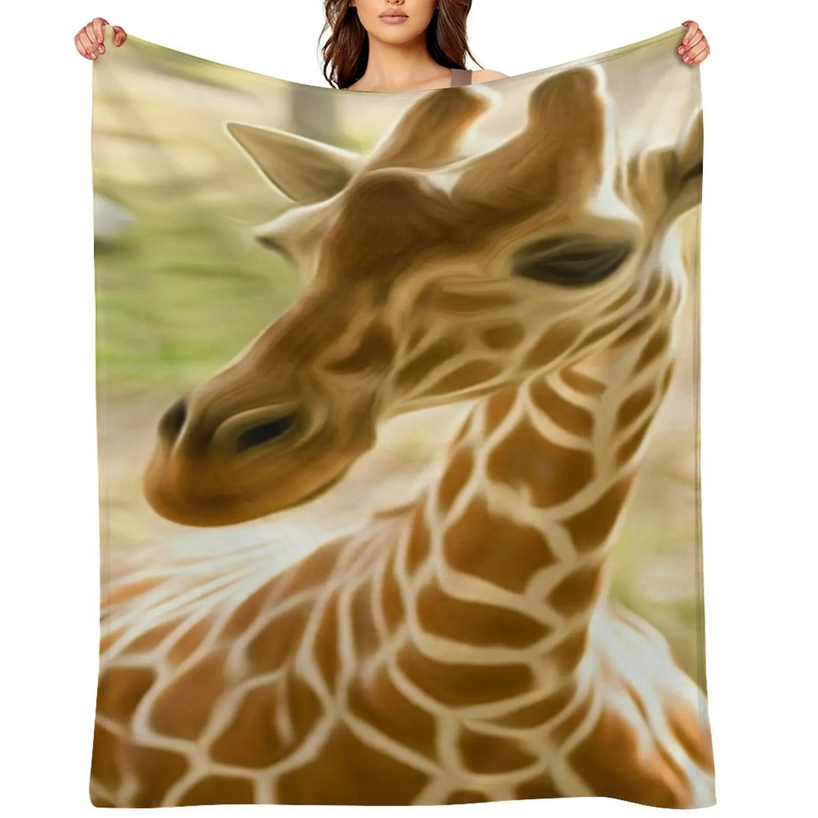 Giraffe Painting Throw Blanket For Sofa Thin Luxury Plaid on the sofa Comforter Summer Moving Blankets
