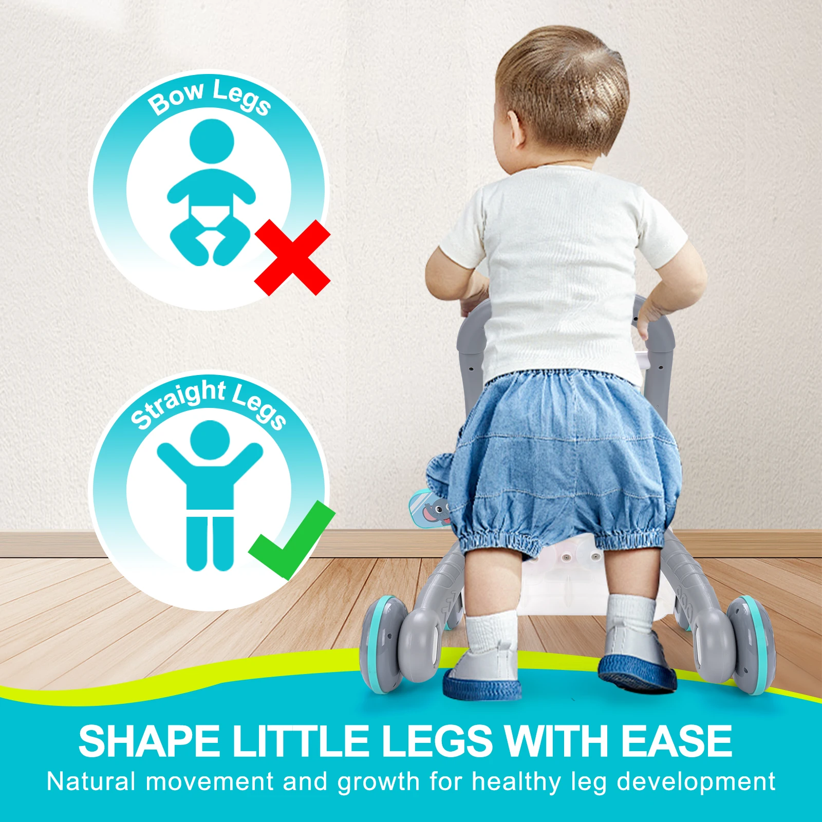 การ์ตูนเด็ก Push Walker ของเล่นกระดานวาดภาพเพลงมัลติฟังก์ชั่กิจกรรมเด็กวัยหัดเดิน Walker การเรียนรู้ Walk สําหรับ 6-15 เดือนทารก