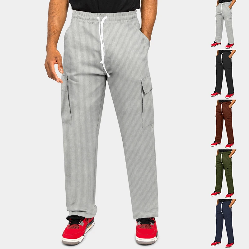 

Amazon's new men's fall American retro loose cargo multi-pocket straight casual pants