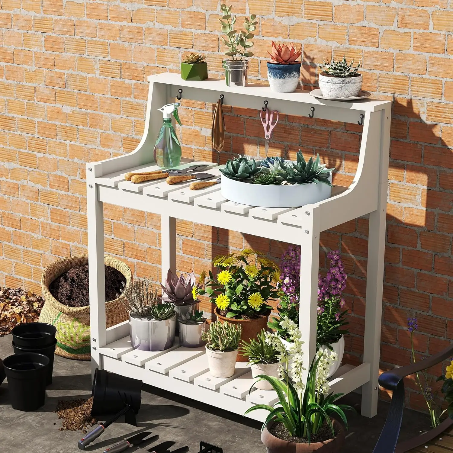 

Potting Benches for Outside, HDPE Garden Potting Table All Weather, Outdoor Potting Table with Storage for, Customized