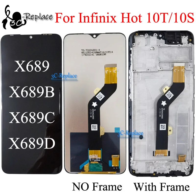 Black 6.82 Inch For Infinix Hot 10T X689C Hot 10s X689 X689B X689D