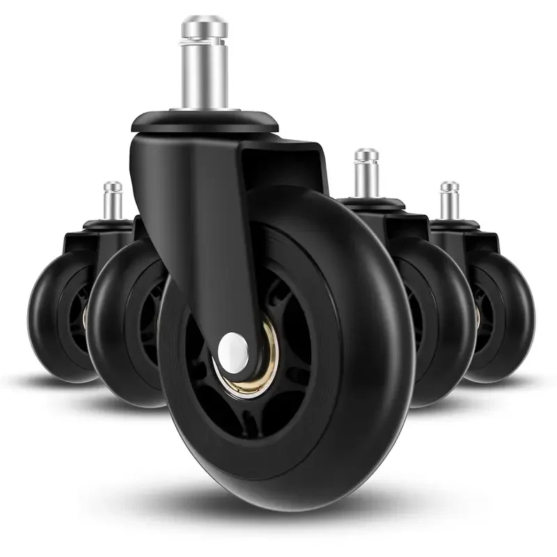 PU Office Chair Casters 3 Inch Heavy Duty, Gaming Desk Chair Wheels Hardwood Surface