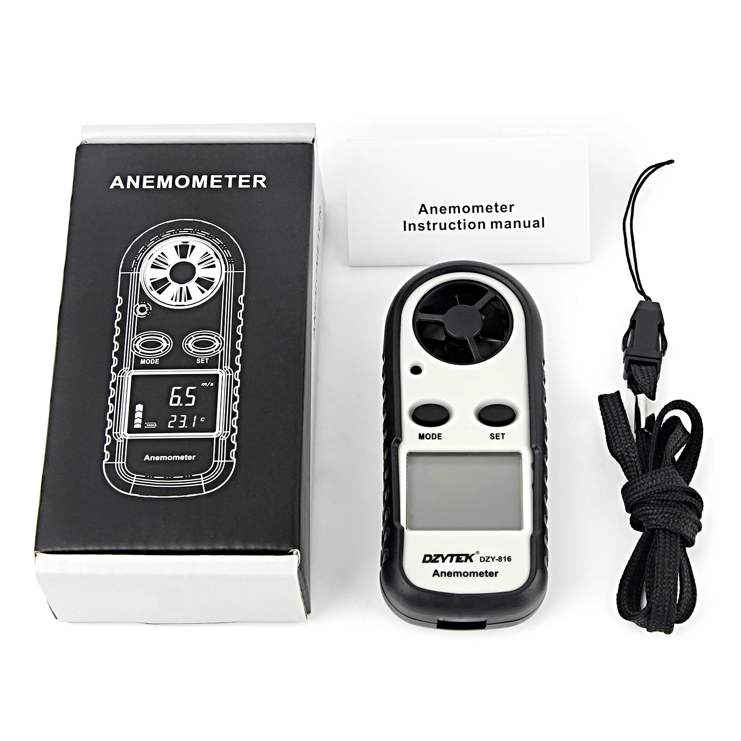 DZYTEK Anemometro portatile Mini misuratore di velocità del vento Anemometro Windmeter 0-30 m/s LCD strumento di misura portatile digitale