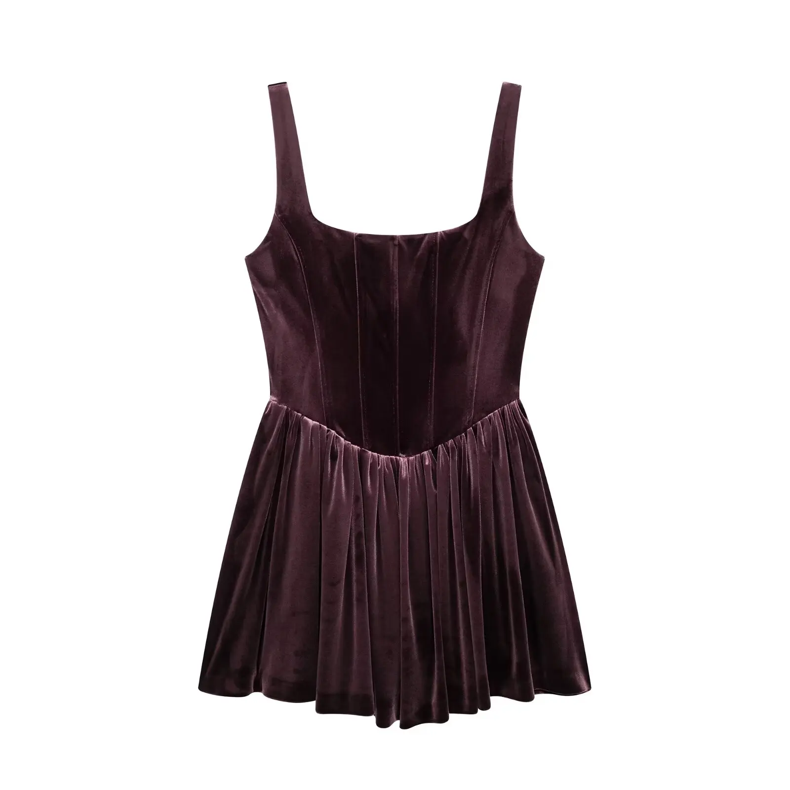 Abito da donna semplice senza maniche con cinturino in vita tinta unita autunno nuovo coupon gonna corta