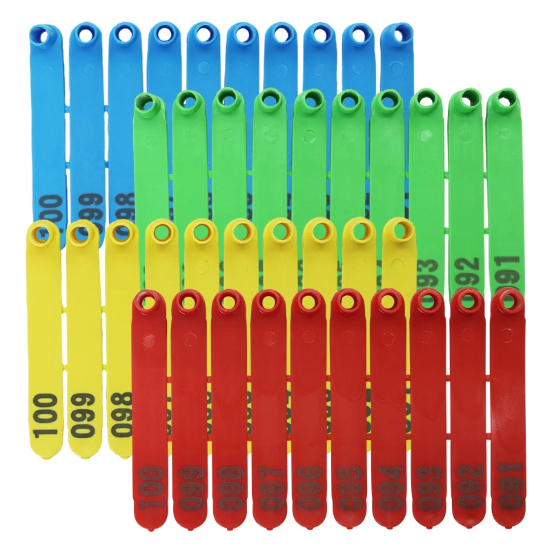 100個入り 家畜用 ヤギ プラスチック製 耳標プライヤー 犬 ウサギ 羊 耳標 識別カード 文字入り レーザーマーク 001-100