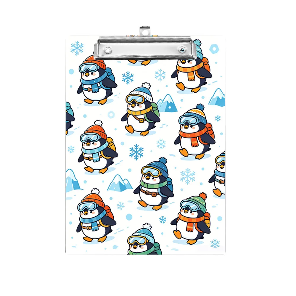 

1pc A4 penguin themed double-sided printed graphic office and study supplies with clip on writing board