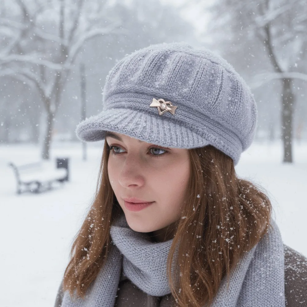 New Portable High Quality Fashion Knitted Knitted Hat Fashion Ear Guard Keep Warm Peaked Cap Windproof Pumpkin Beret Hat Woman