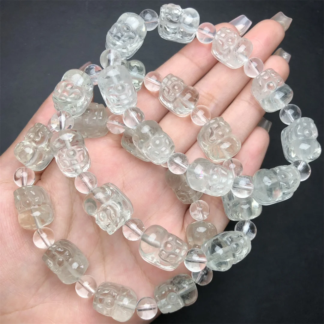 

1 Pc Fengbaowu Natural Green Crystal Pixiu Bracelet Mythical Animal Beads Crystal Healing Stone Fashion Jewelry Gift Women Men