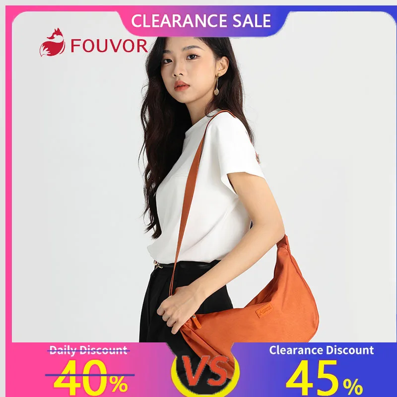 

Fouvor Large Dumpling Crossbody Bags for Women 2025 Nylon Shoulder Bag Lightweight Small Bag Fashion Daily Canvas Bag 3013-15