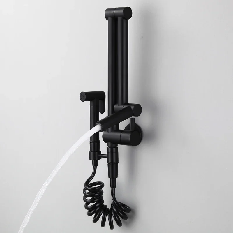 Kitchen Faucet Foldable Kitchen Sink Mixer Tap Brass Black/Golden/Chrome 360 Degree Single Cold Wall Mounted Rotating Bidet tap