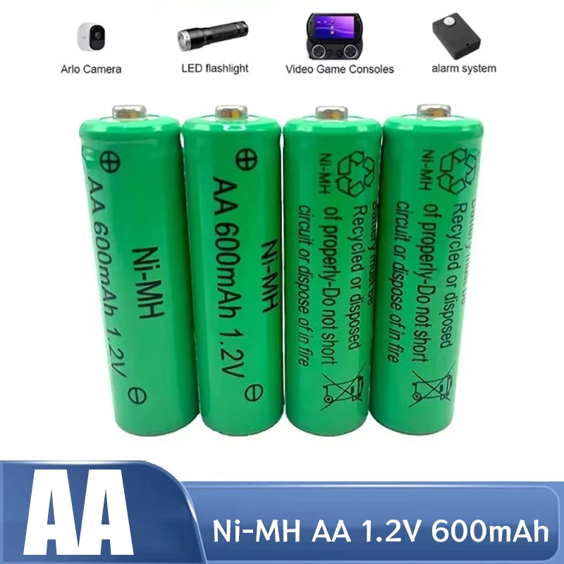 AA Battery 1.2V 600mAh Ni-MH AA Rechargeable Batteries for Camera Flashlight Garden Solar Lights Toys Watch MP3 Player Shaver