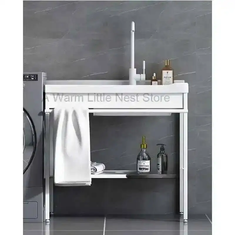 Modern Ceramic Kitchen Sinks for Courtyard Floor-standing Single Basin with Bracket Sink Light Luxury Simple Sinks for Kitchen
