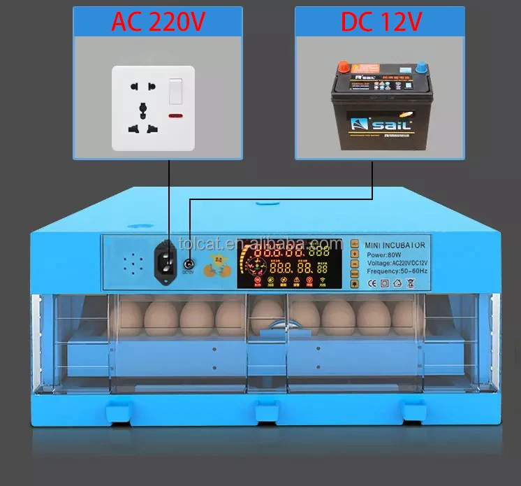 Tolcat LED Light CE المعتمدة حاضنة بيض صغيرة أوتوماتيكية بالكامل 256 قطعة حاضنات البيض تفقيس البيض معدات الزراعة