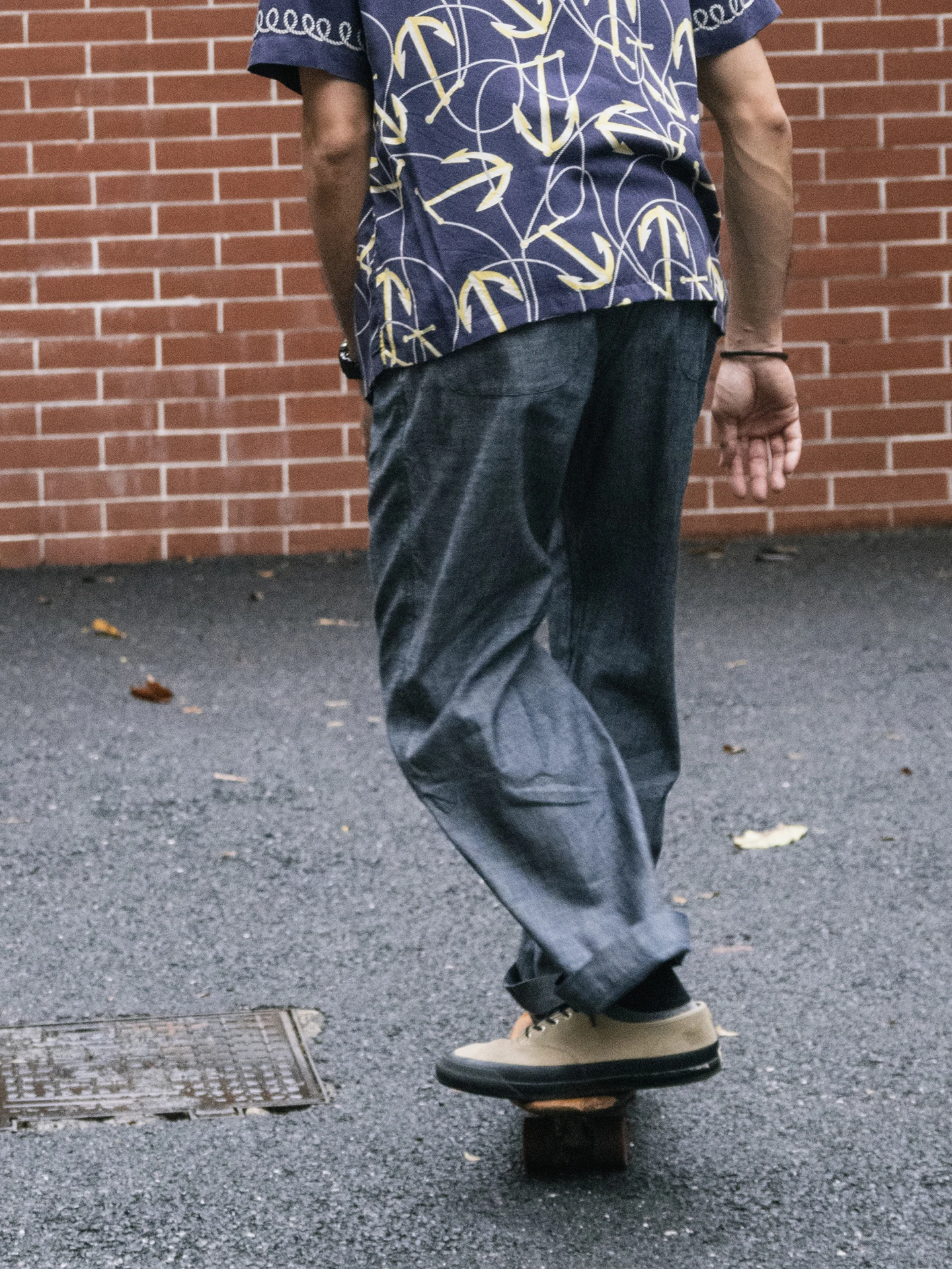 논스토 여름 경량 청소년용 주름진 긴 바지 루즈핏 하이웨이스트 스트레이트 데님 캐주얼 롱 팬츠