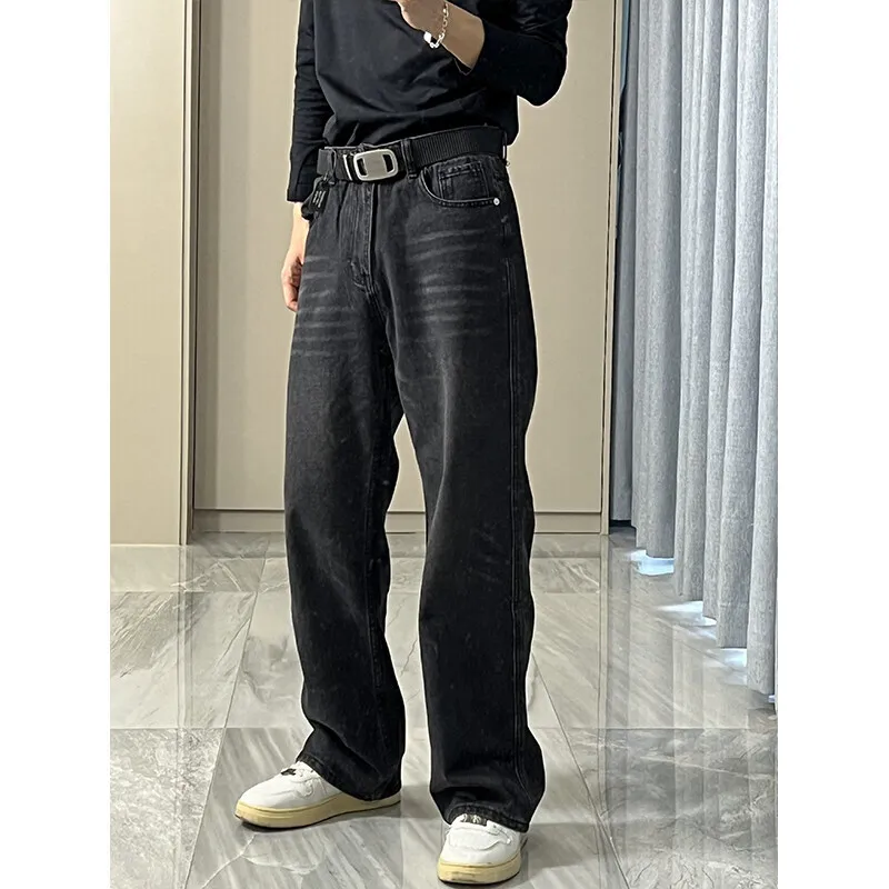 Black Baggy Jeans Men Fashion Retro Casual Straight Jeans Men Streetwear Korean Loose Vintage Jeans Mens Denim Trousers S-3XL