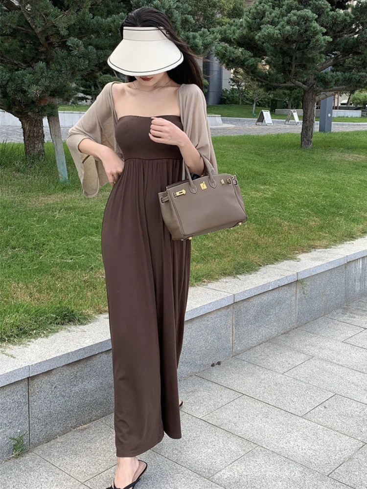 Jumpsuit Sets Women Folds Simple Daily Special Charming Vacation All-match Autumn Sunscreen Creativity Age-reducing Elegant Pure