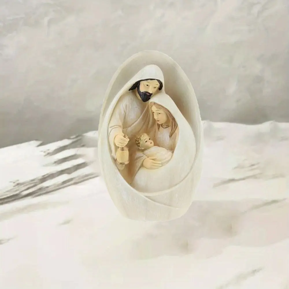 Vivid Craft Nativity Scene Statue Exquisite Sculpted Holy Family Figurine 3D Resin Nativity Ornaments Birthday Gift