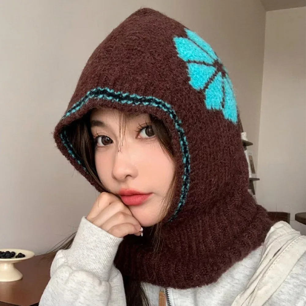 

Winter Warm Knitted Balaclavas Ear Protection Windproof Headgear Beanie Hat Neck Warmer Pullover Cap Warm Neck Protection