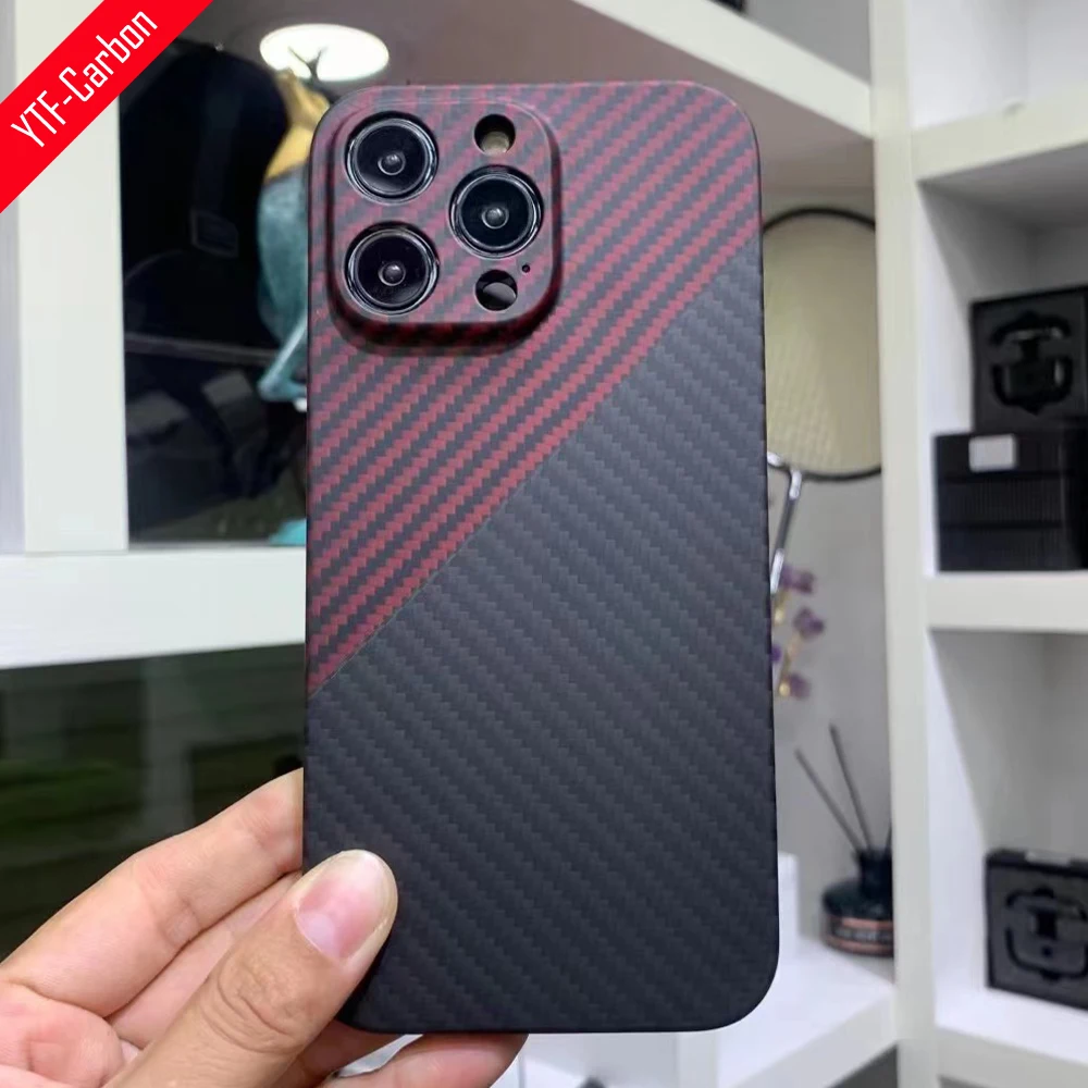 

YTF-Carbon real carbon fiber case For iphone 14 Pro Max case camera anti-fall cover iphone 14Plus 5G Aramid fiber shell