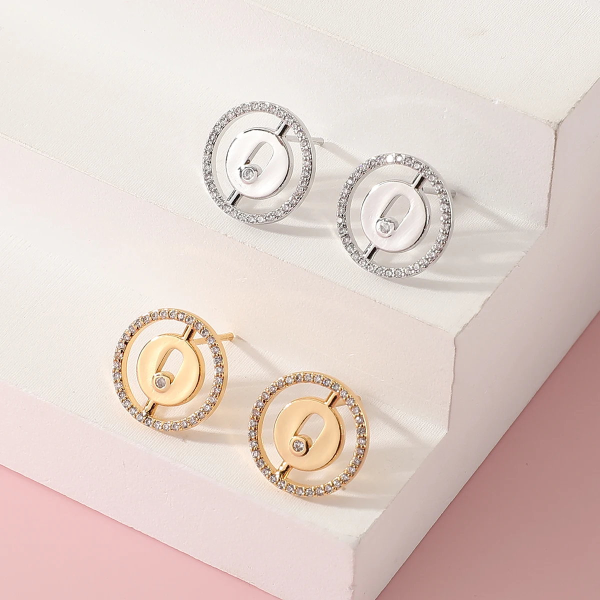Frauen Mode Trendy Zirkon Anhänger Halskette Ohrring Set Runde Design Hochzeit Schmuck Set ​ Zubehör