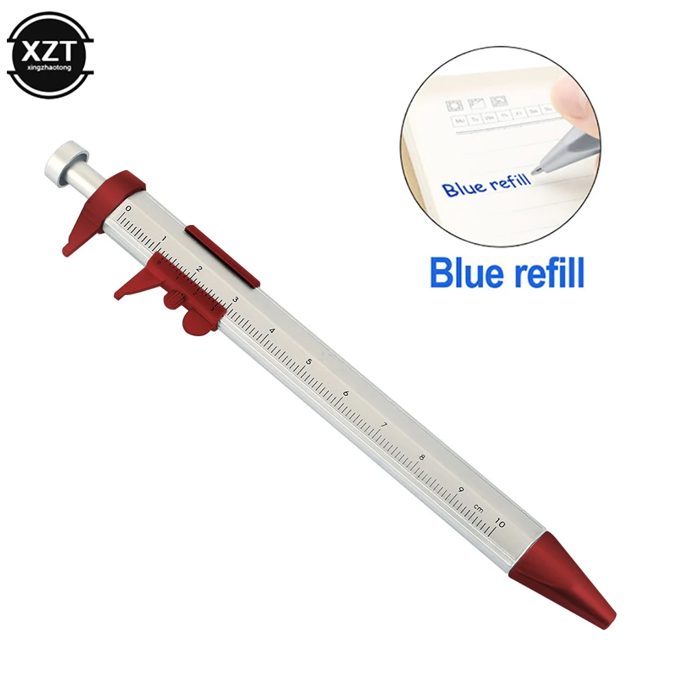 1PCS 0-100mm Multifunction Gel Ink Pen Vernier Caliper Roller Ball Pen Stationery Ball-Point Blue Refill Vernier Caliper Tools