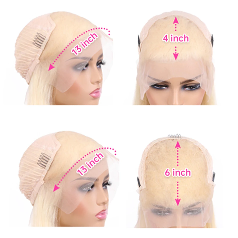 613 Lace Frontal Blonde Wigs Pre Plucked With Baby Hair 38inch HD Transparent Lace Front Human Hair Body Wave Wigs 38inch Colored Blonde 13x6 Lace Frontal Wigs For Woman BB Face Indian Long Wavy Wigs 250% denisty Can Be Dye