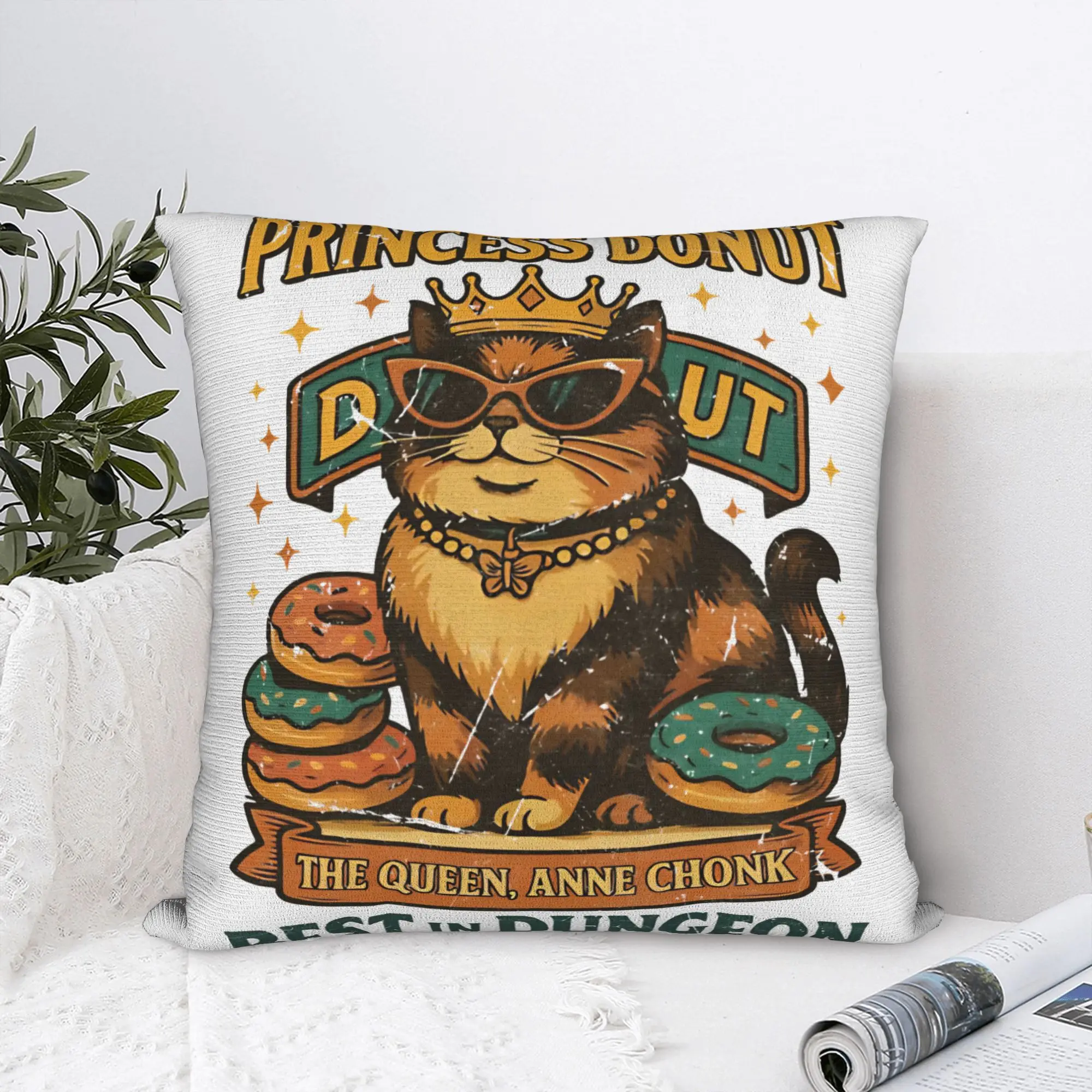 Princess Donut Dungeon Crawler Carl Pillow Cover  Square Cushion Cover Cute Funny Pillow Case For Living Room Sofa