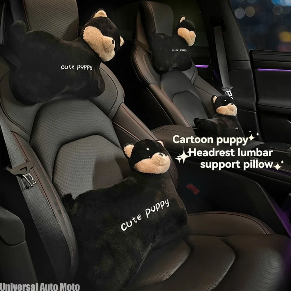 Car Headrest Waist Support Cartoon Car Neck Pillow Creative Cute Bee Dog Sheep Car Interior Supplies Decoration