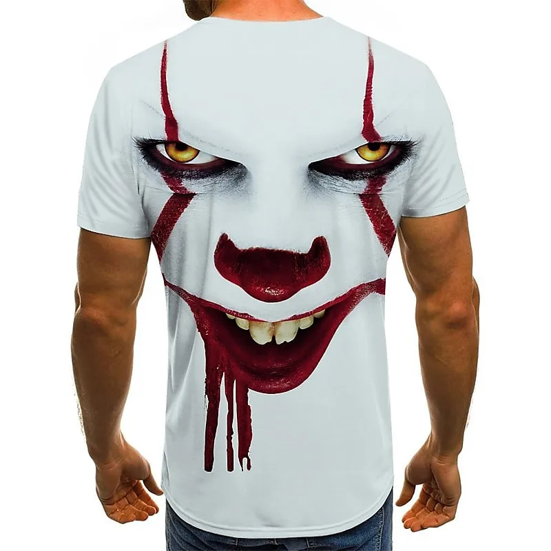 Joker Face 3d Colorful Printing Men\'s T-Shirt Joker Pattern Men\'s Short Sleeve T-Shirt Summer Casual Personality Large T-Shirt