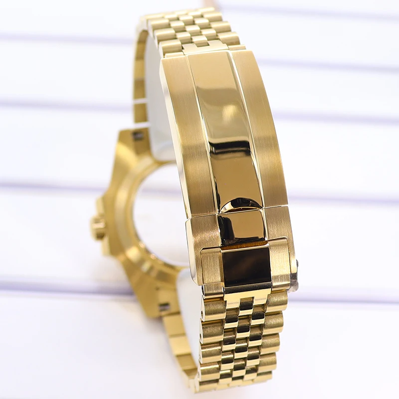 Gold PVD 40mm 200m Wasserdichtes Uhrengehäuse und Armbänder für SUB GMT NH35 NH36 4R36 NH34/38 NH70/ETA2824 PT5000/Miyota 8215 Saphirglas – Detail 10