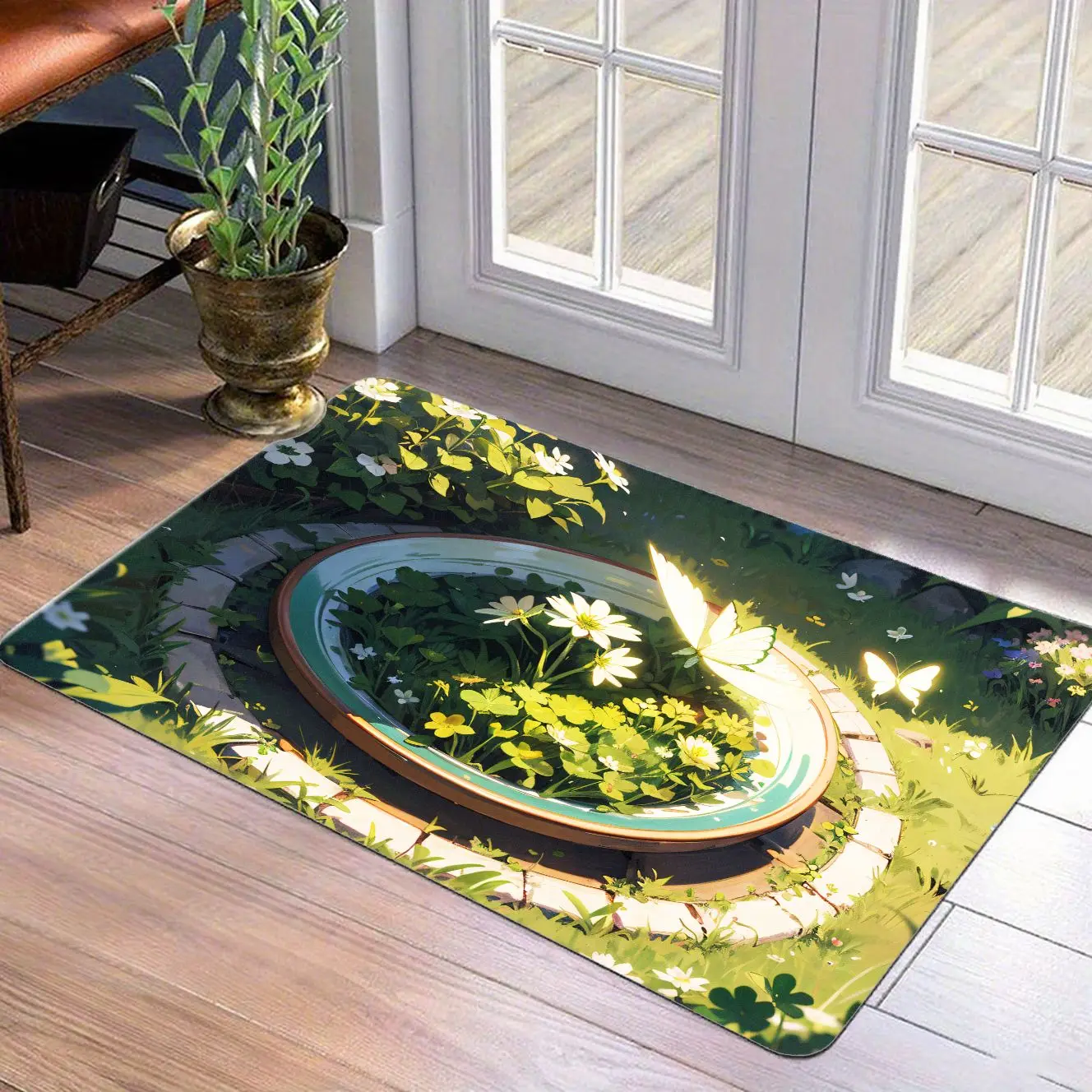 

MatMuse Floral Butterfly Garden Soft Diatomaceous Earth Mat Floor mats Modern Non-Slip Eye-Catching Doormat Easy Care Door Mats